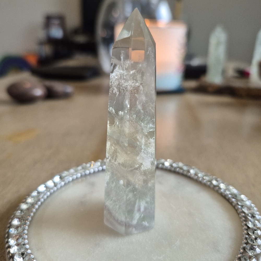 Natural Fluorite Crystal Point Obelisk Tower #I - Picture 3 of 9